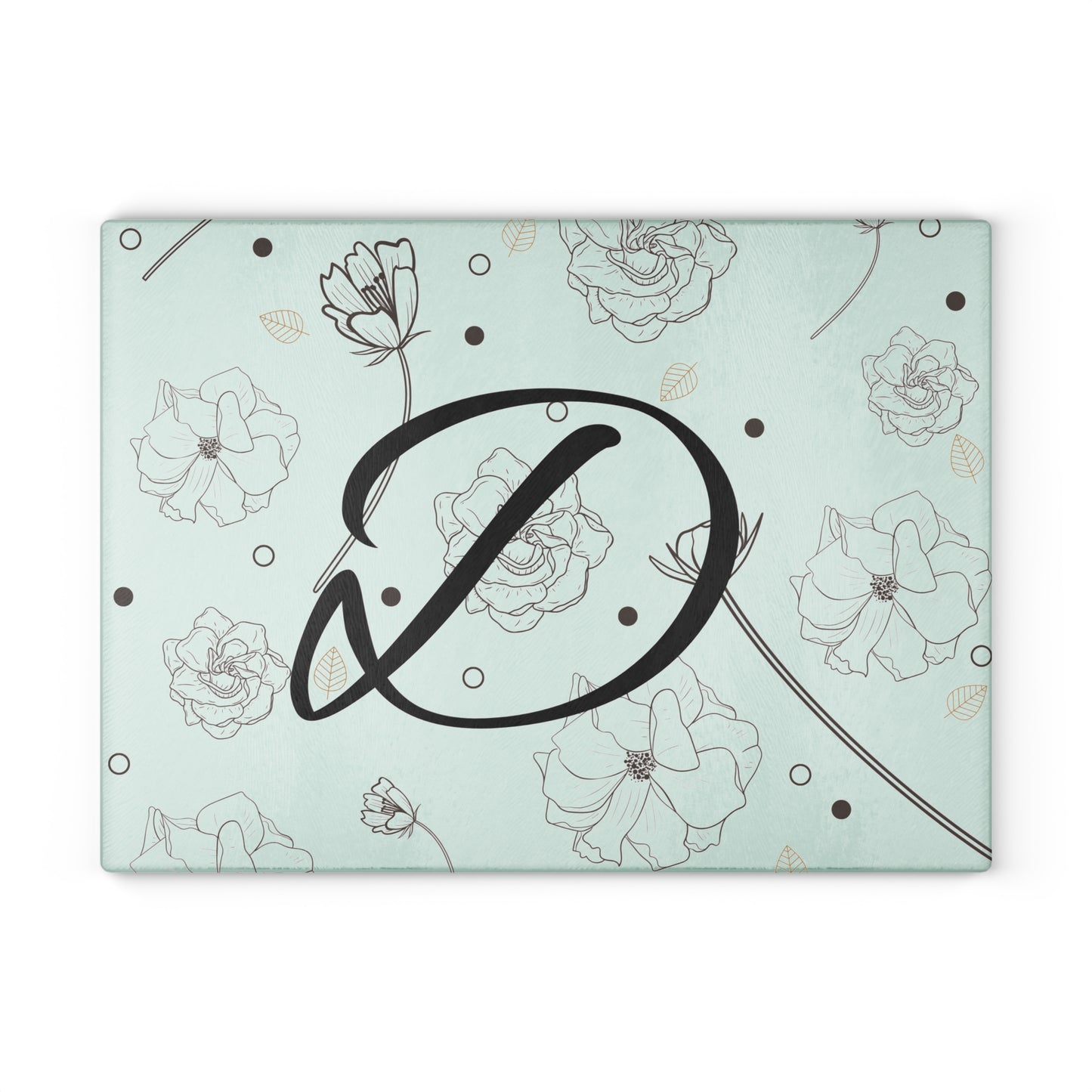 Personalized Floral Glass Cutting Board Letter D