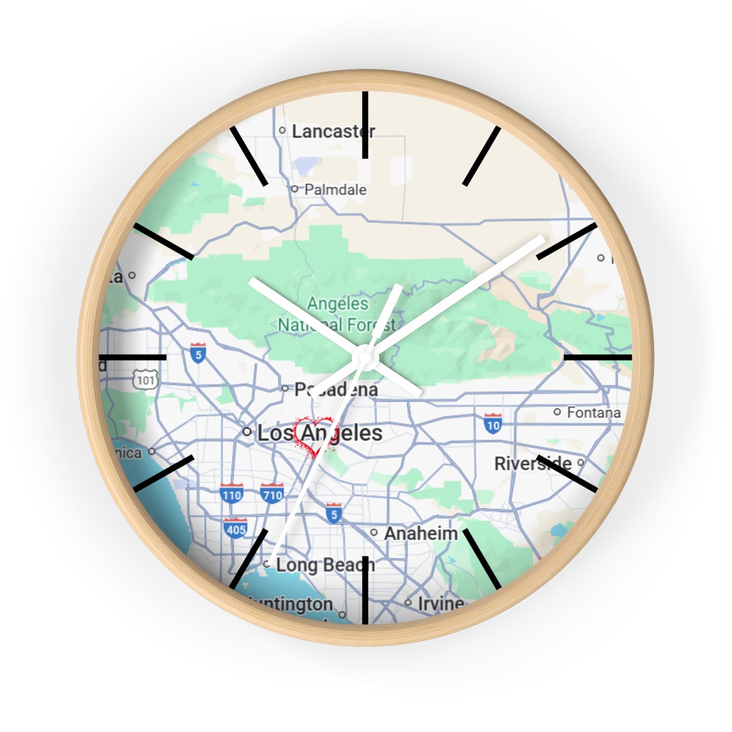 Los Angeles Wall Clock, Unique Home Decor, Custom City Map Clock, Modern Timepiece, Gift for Map Lovers