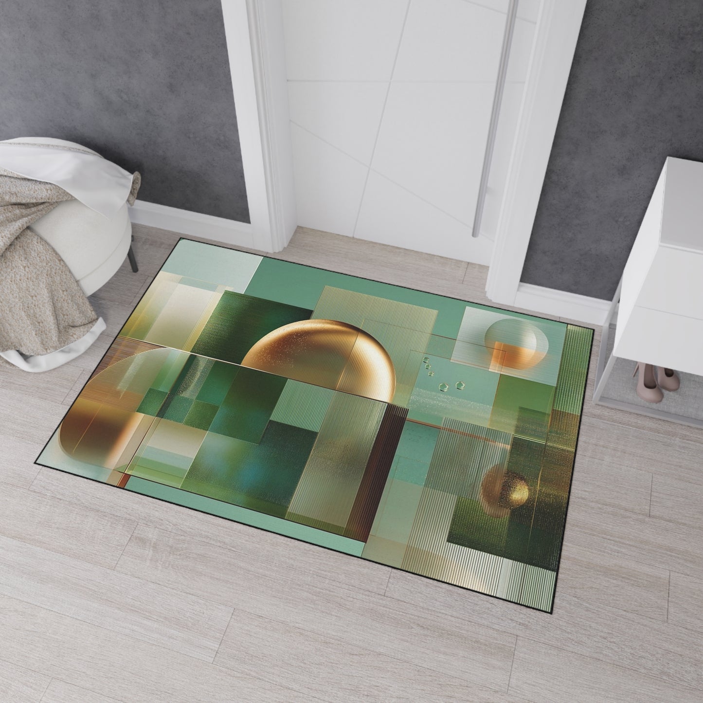 Geometric Gold Sphere Heavy-Duty Floor Mat
