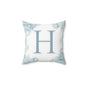 Monogram H Floral Throw Pillow — Blue Initial Accent Cushion