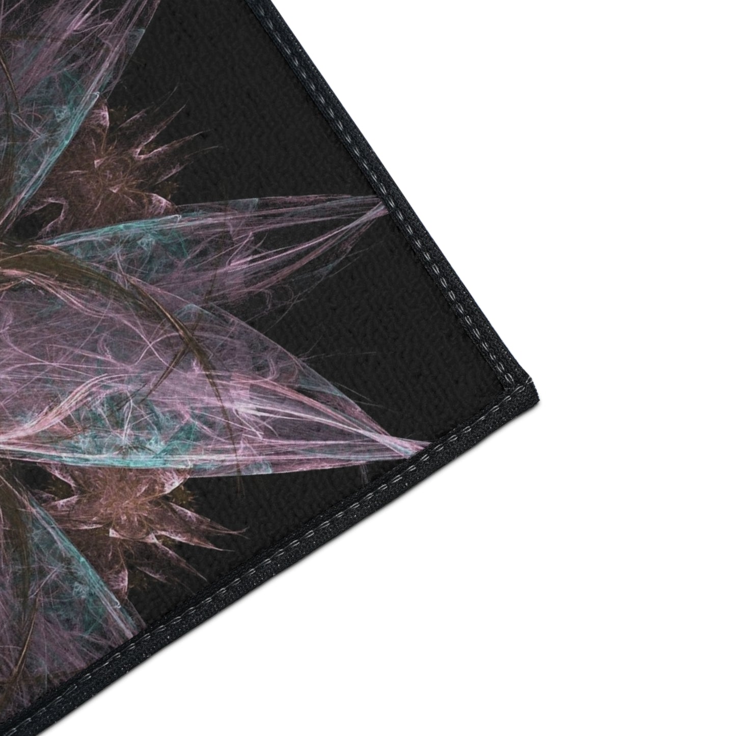 Abstract Floral Mandala Heavy-Duty Floor Mat — Pink Teal Fractal Design