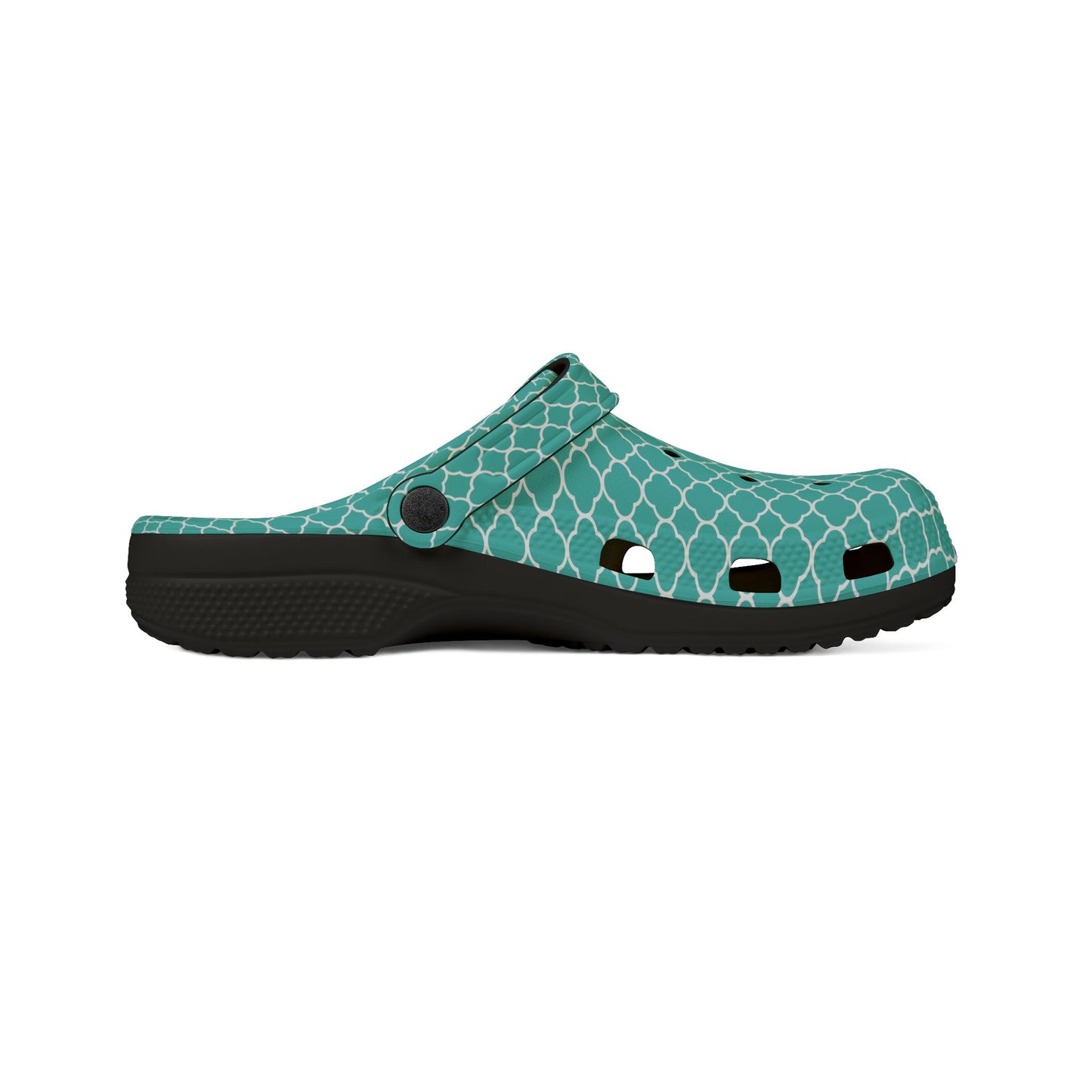 Aqua Tile Pattern EVA Clogs — Lightweight Casual Slip-On Shoes