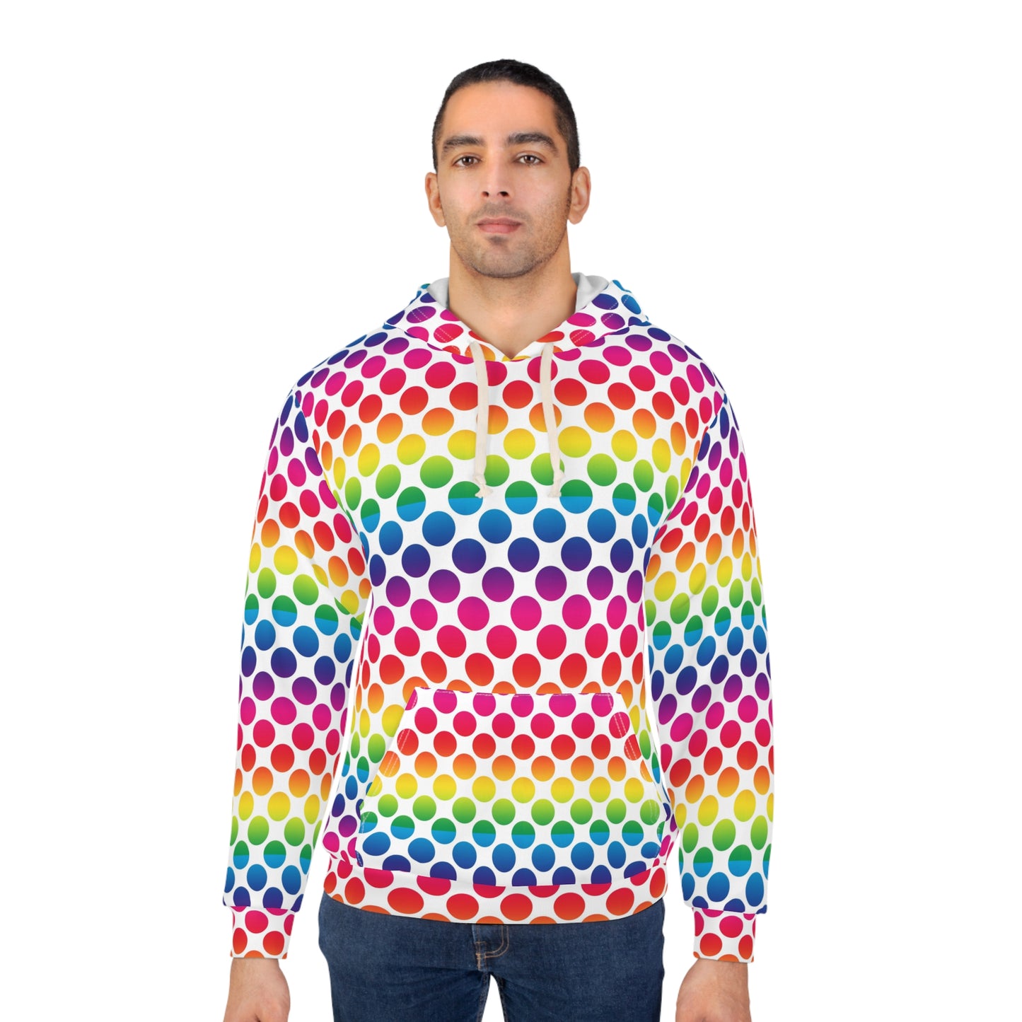 Rainbow Polka Dot Unisex Pullover Hoodie, Colorful Hoodie, Trendy Sweatshirt, LGBTQ+ Pride Apparel, Cozy Gift for Friends, Fun Fashion [...]