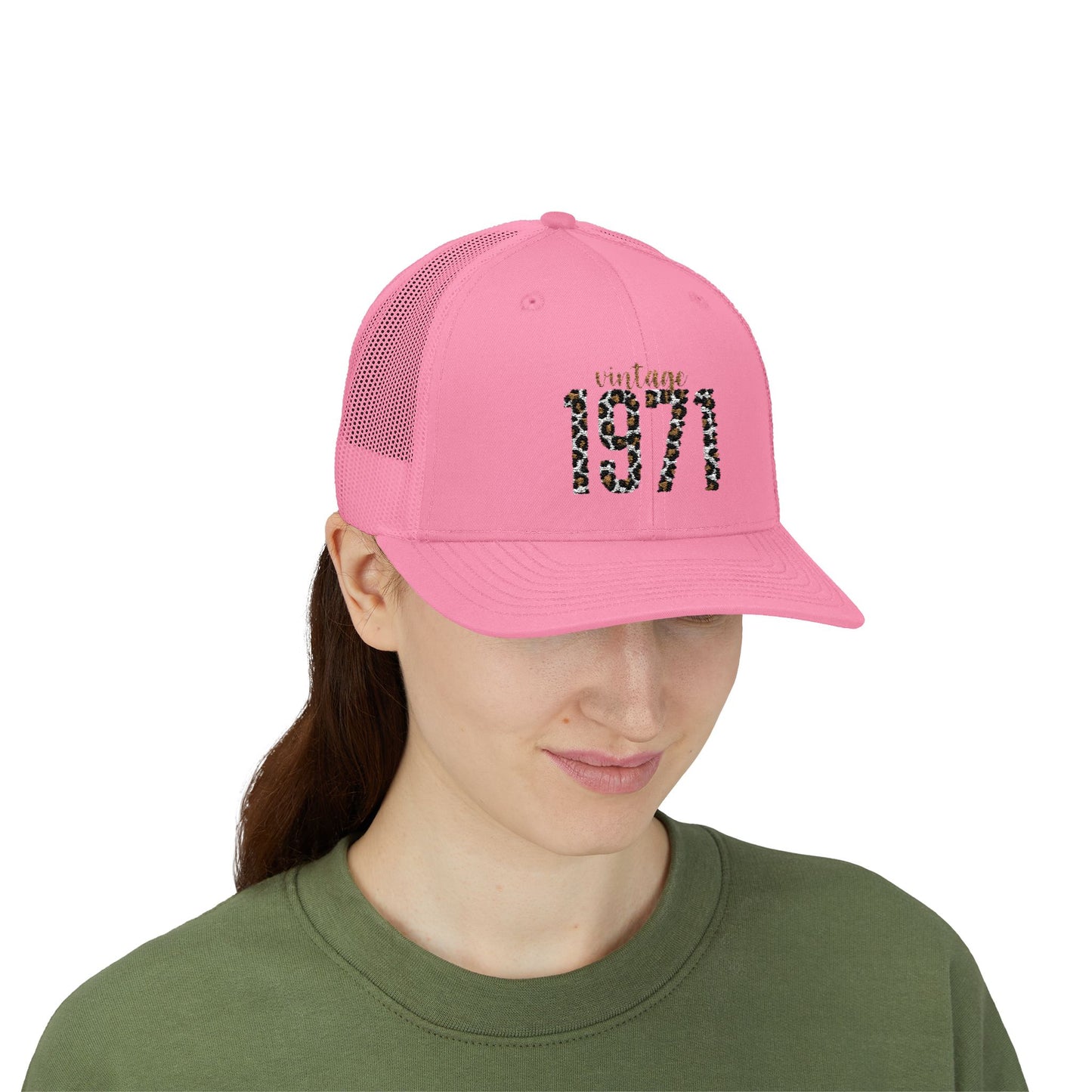 1971 Leopard Print Snapback Trucker Cap — Vintage Born in 1971 Birthday Gift