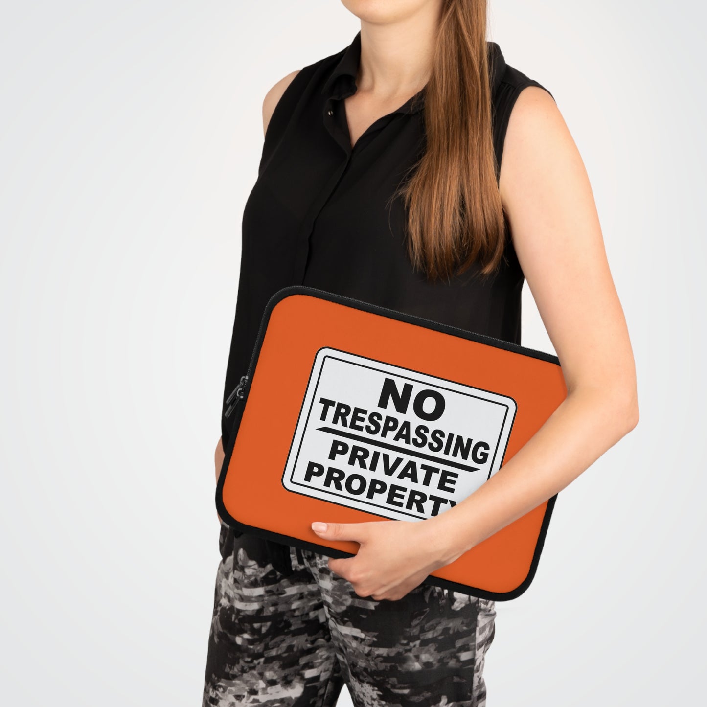Bold Statement Laptop Sleeve - No Trespassing Design