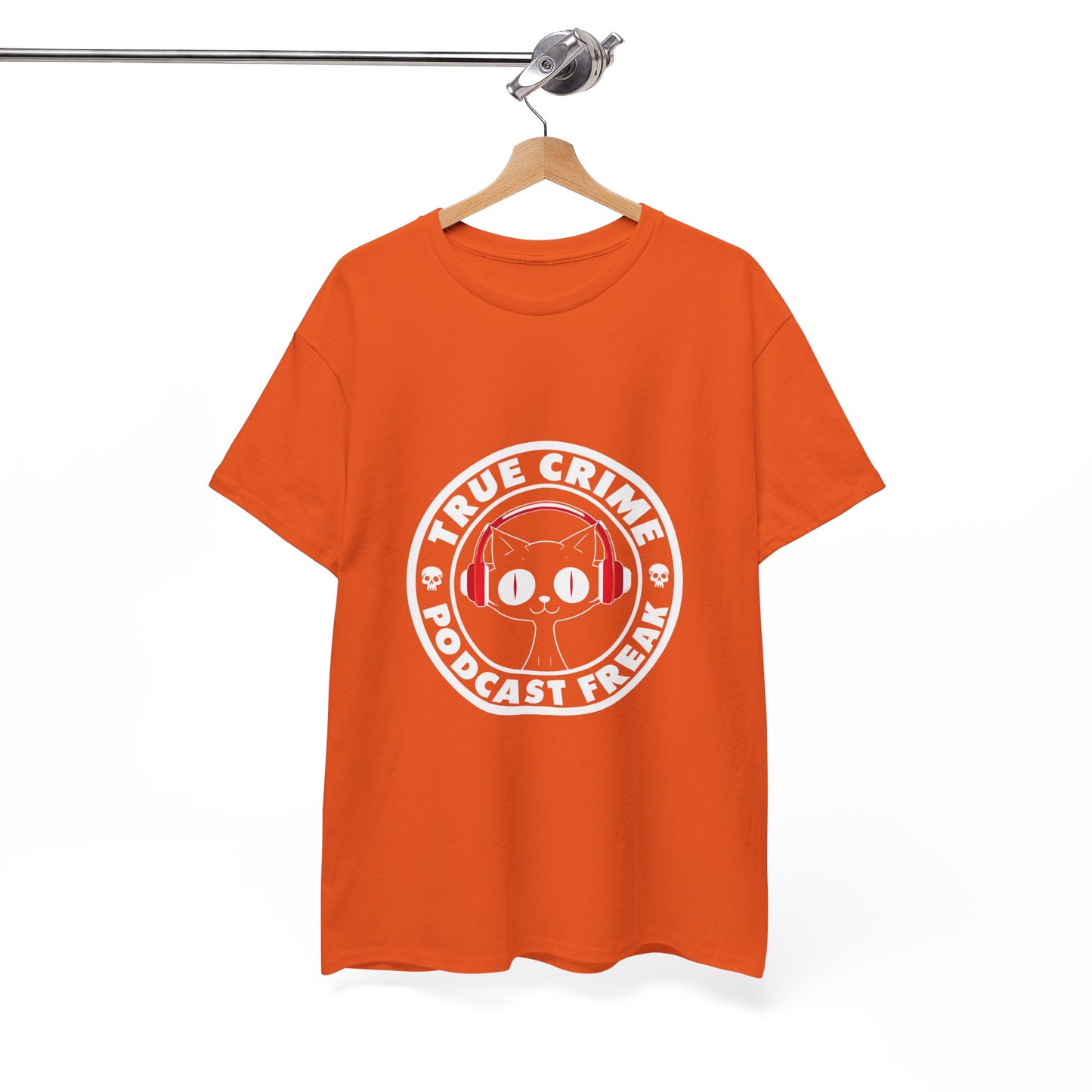 True Crime Podcast Tee — Cat with Headphones Logo