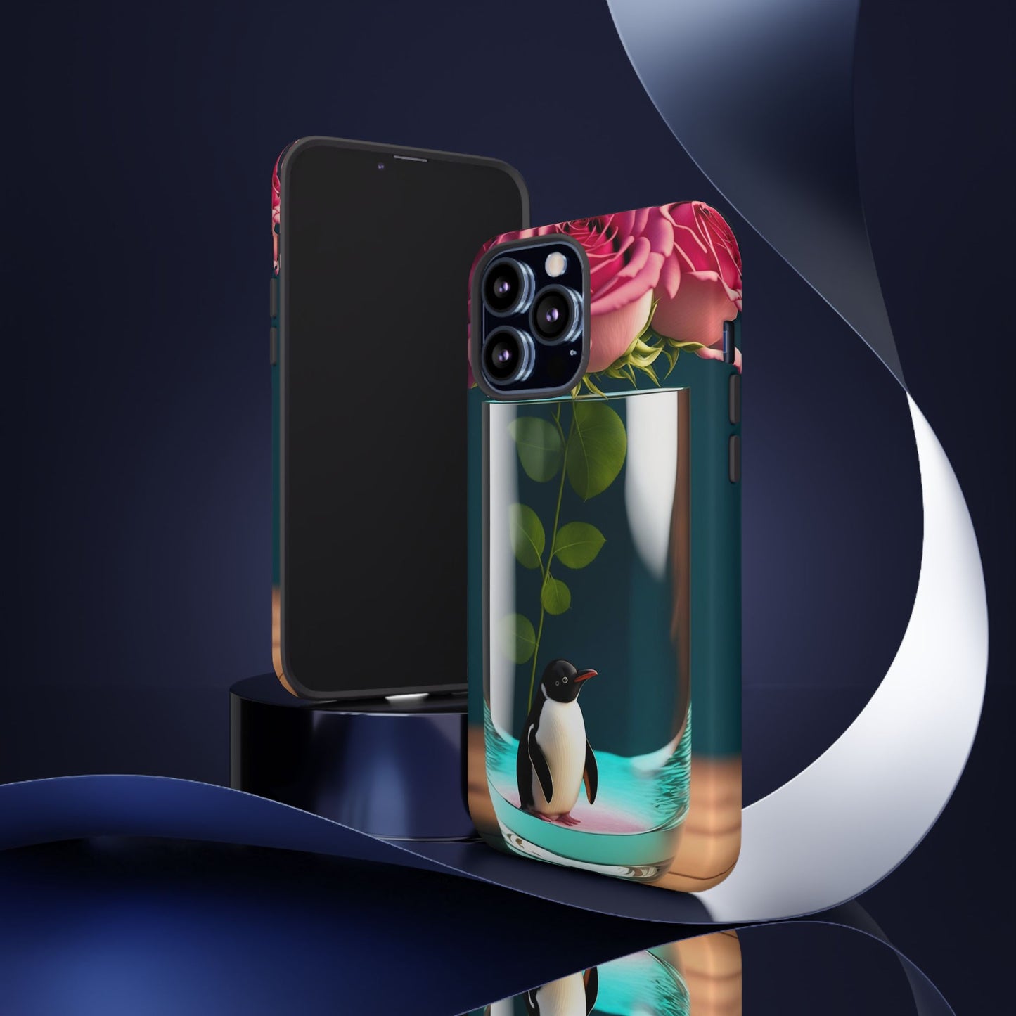 Penguin in a Glass Floral Tough Phone Case — Cute Protective Phone Cover
