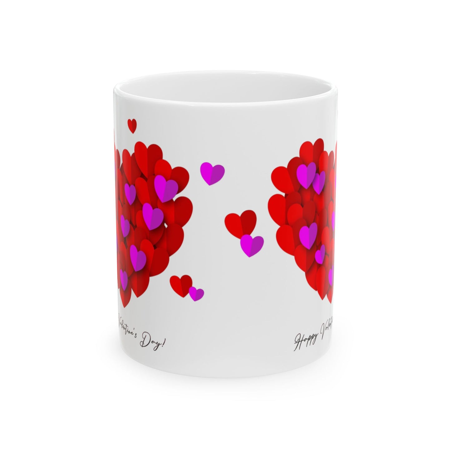 Valentine Heart Cluster Mug — Happy Valentine's Day Ceramic Coffee Cup (11oz & 15oz)