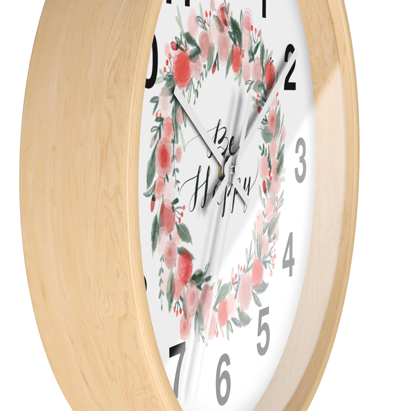 Floral Motivational Wall Clock | Home Decor | Gift for Her | Positive Quote Decor | Pink Wreath Design | Living Room Decor