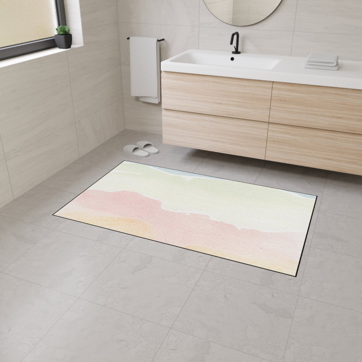 Pastel Watercolor Heavy Duty Floor Mat — Soft Ombre Entry Rug