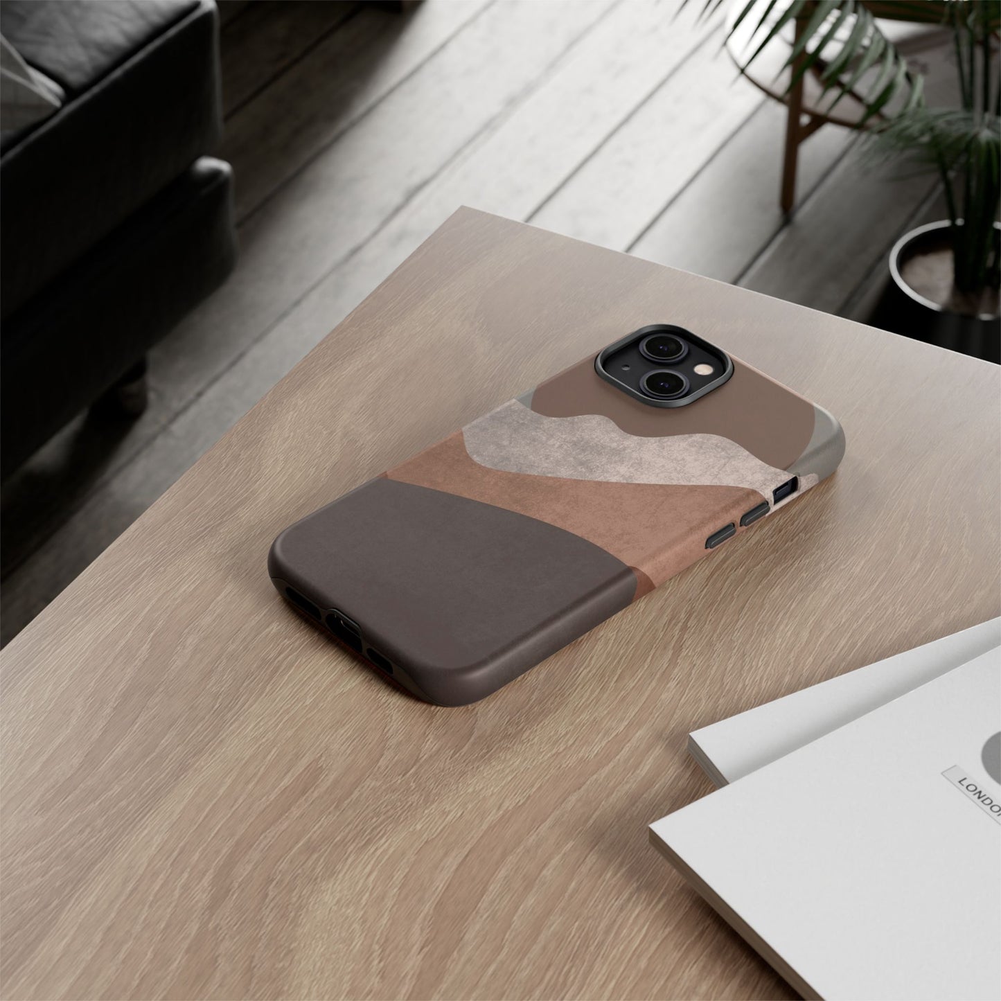 Abstract Earthtone Phone Case — Brown Layered Rugged Tough Case