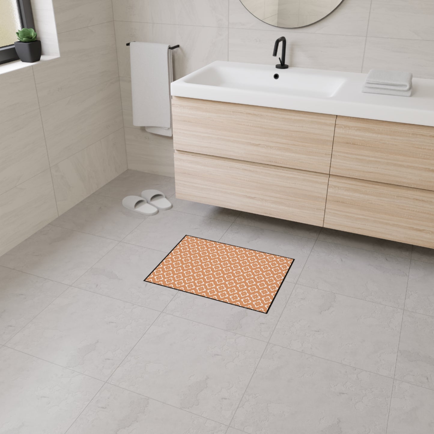 Heavy-Duty Floor Mat — Terracotta Moroccan Tile Pattern, Non-Slip Entry Rug