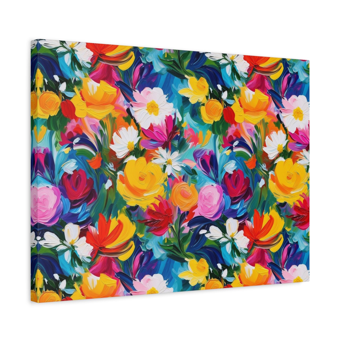 Vibrant Floral Matte Canvas Wall Art — Colorful Garden Print, Stretched 1.25"