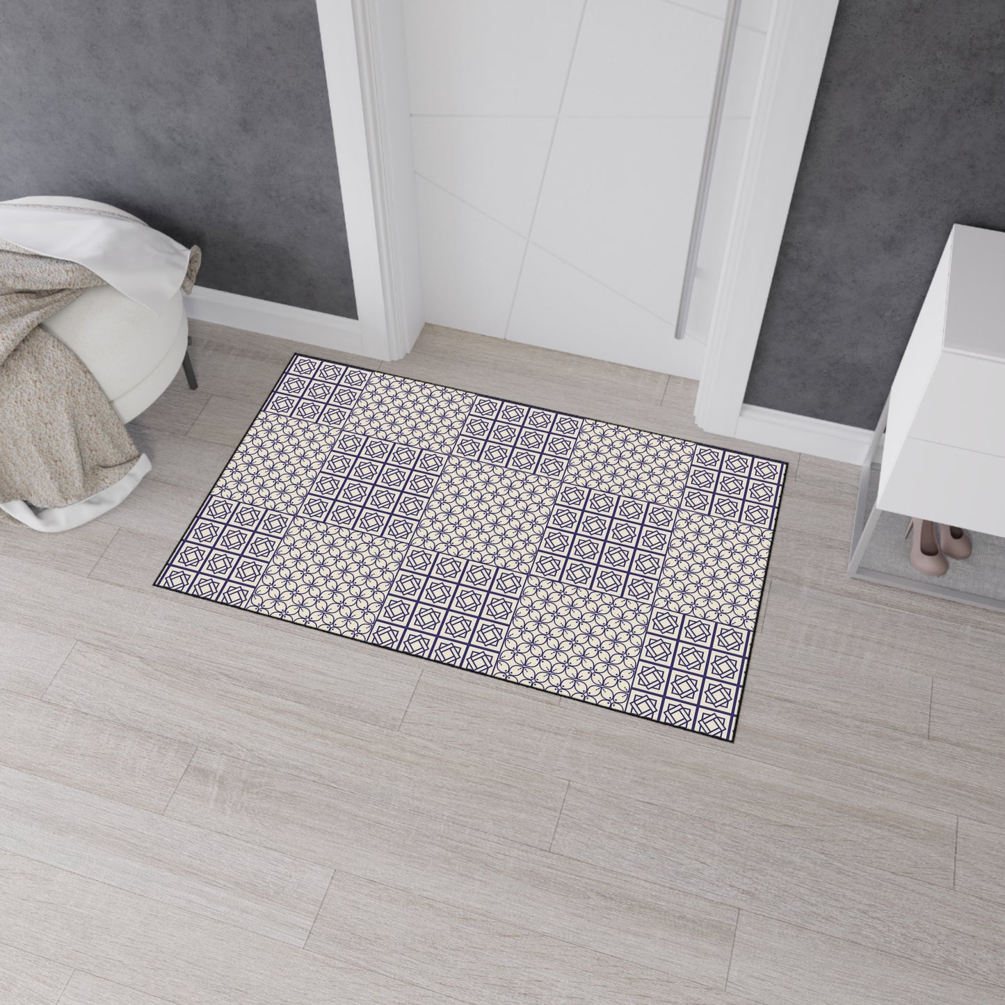 Geometric Patchwork Heavy-Duty Floor Mat — Non-Slip Entry Rug