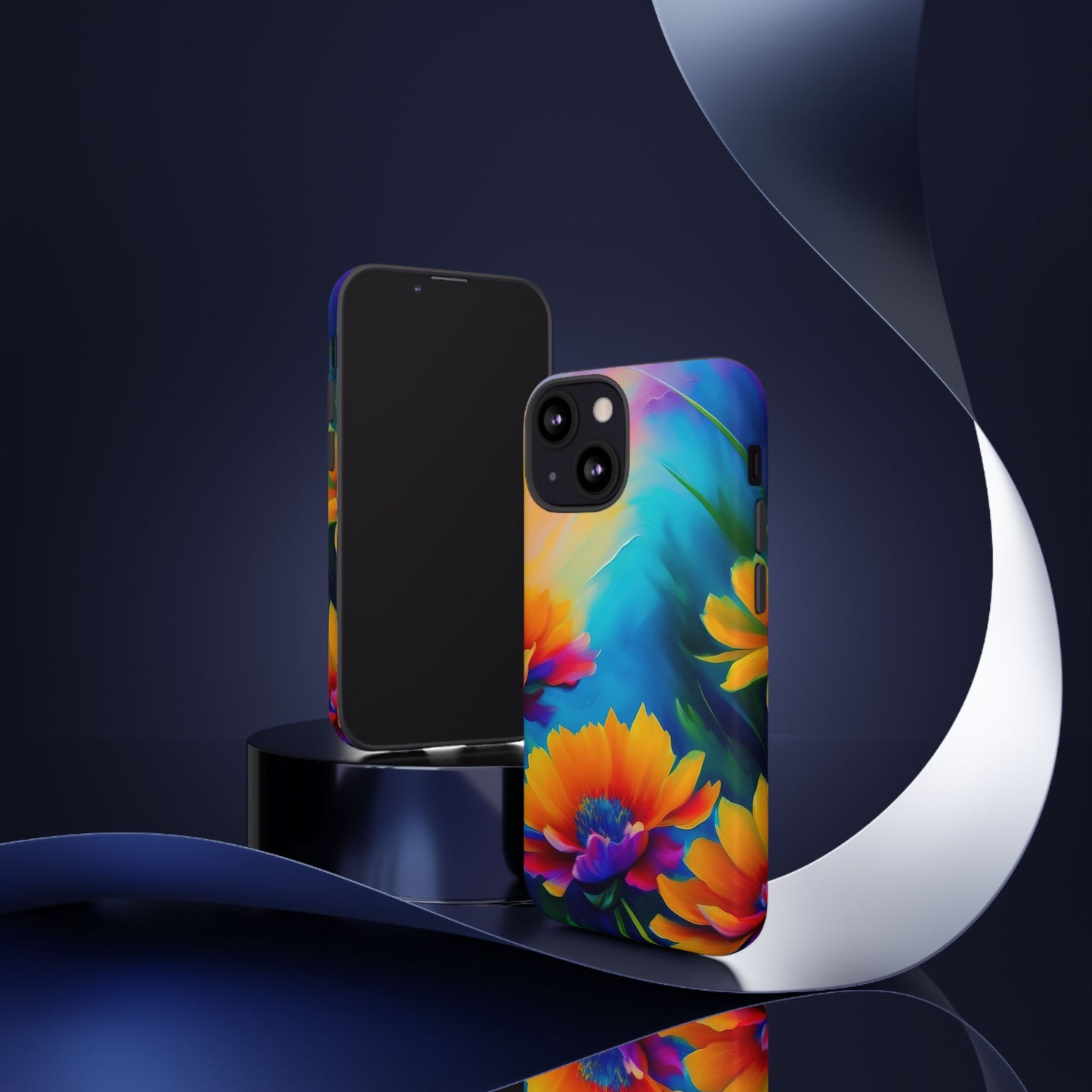 Floral Burst Tough Phone Case — Vibrant Watercolor Flowers Protective Cover