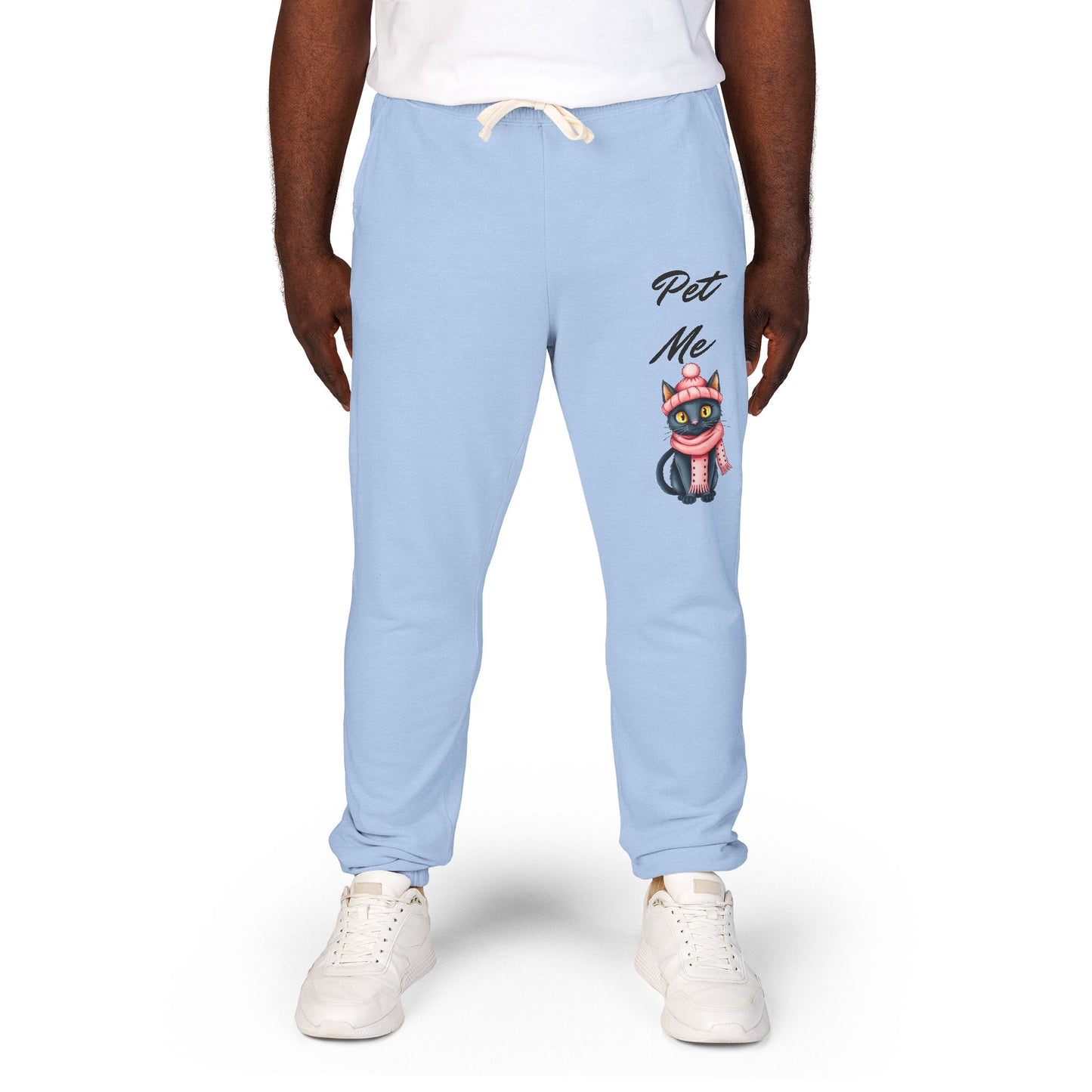 Sweatpants — Colorful Cosmic Cat Graphic "Pet Me" Joggers