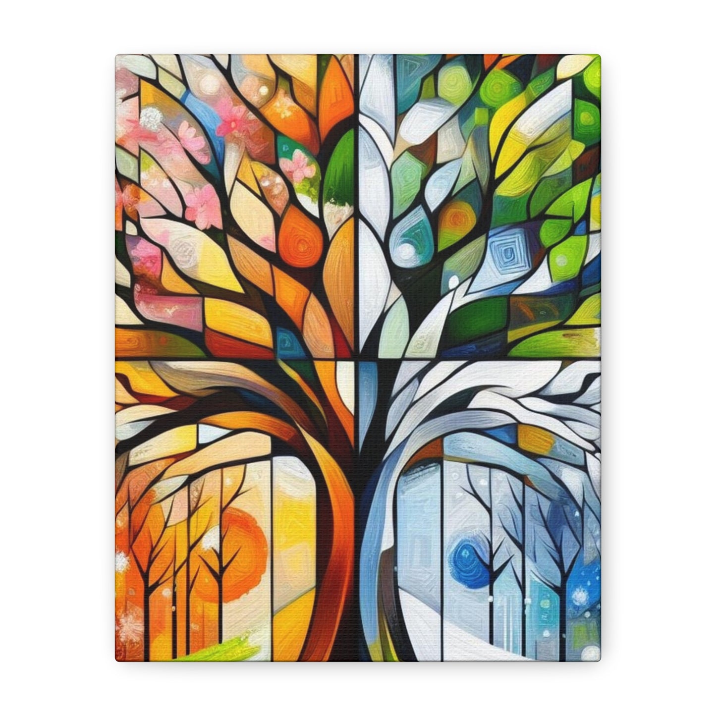 Seasons Tree Matte Canvas Wall Art — Stretched 1.25"