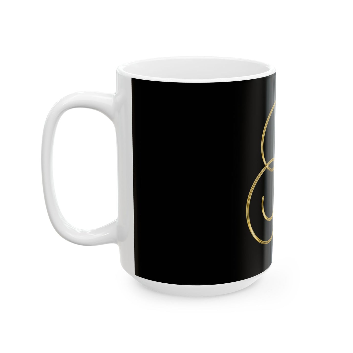 Gold Script Letter G Ceramic Mug — Elegant Monogram Coffee Cup (11oz/15oz)