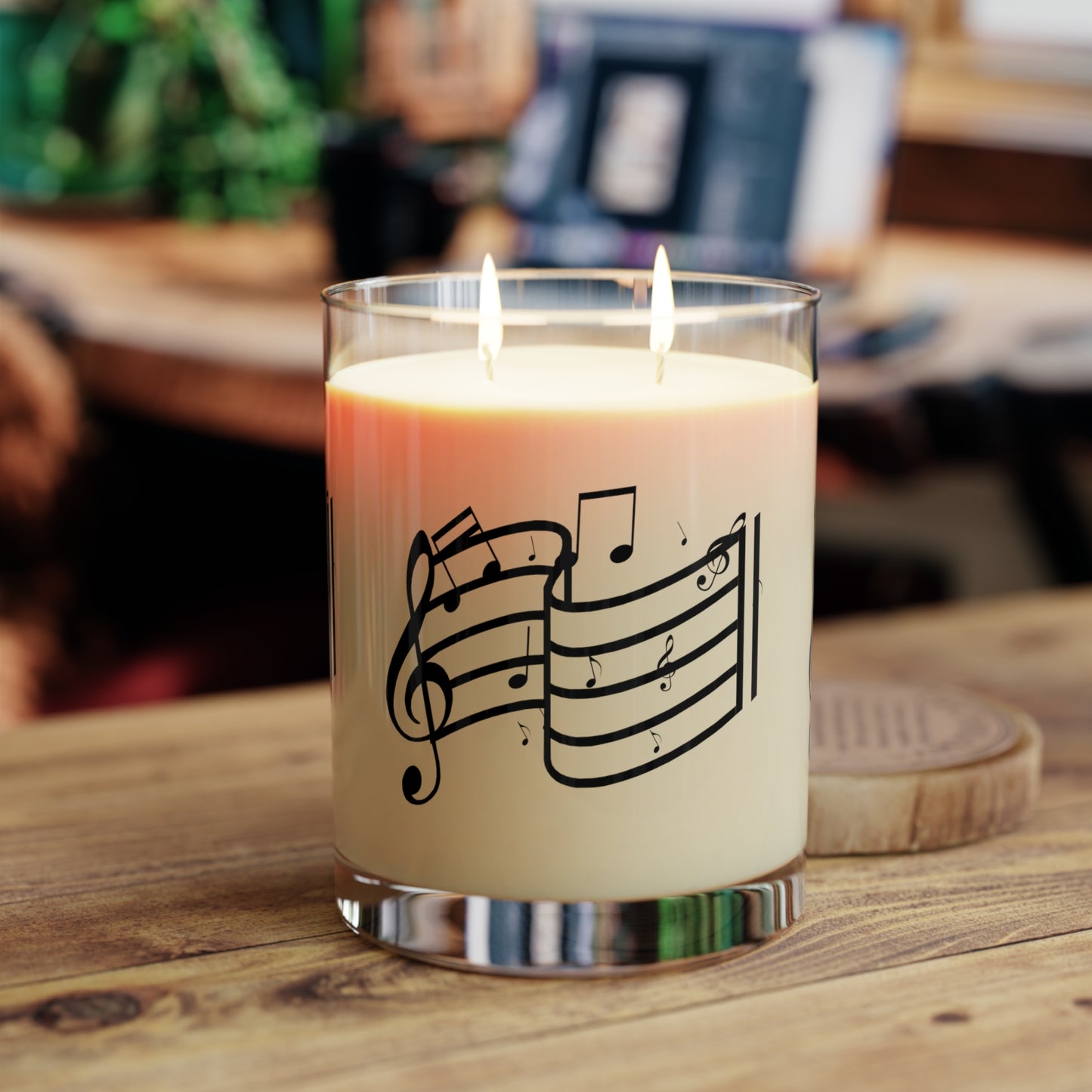 Music Notes Scented Candle — 11oz Glass Candle with Treble Clef Design