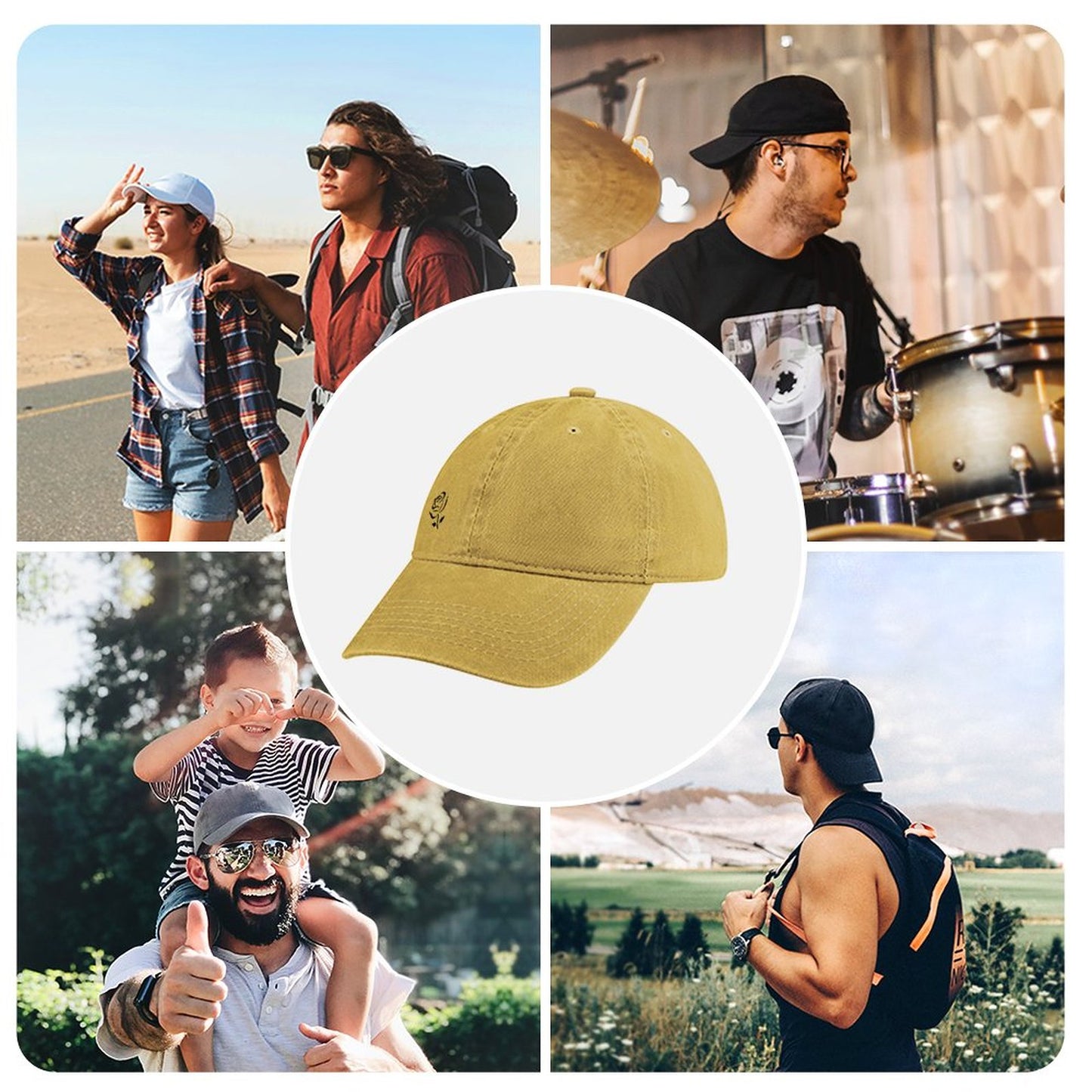 Adjustable Peaked Caps for Men and Women - Rose
