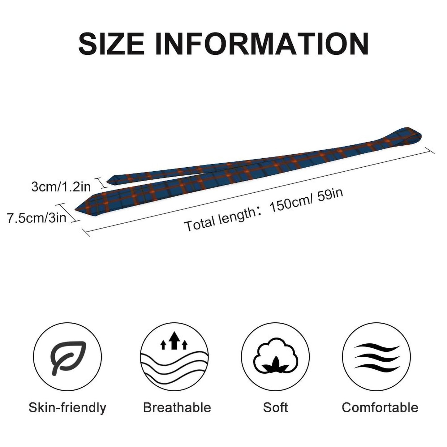 Men's Formal Tie - Blue Plaid