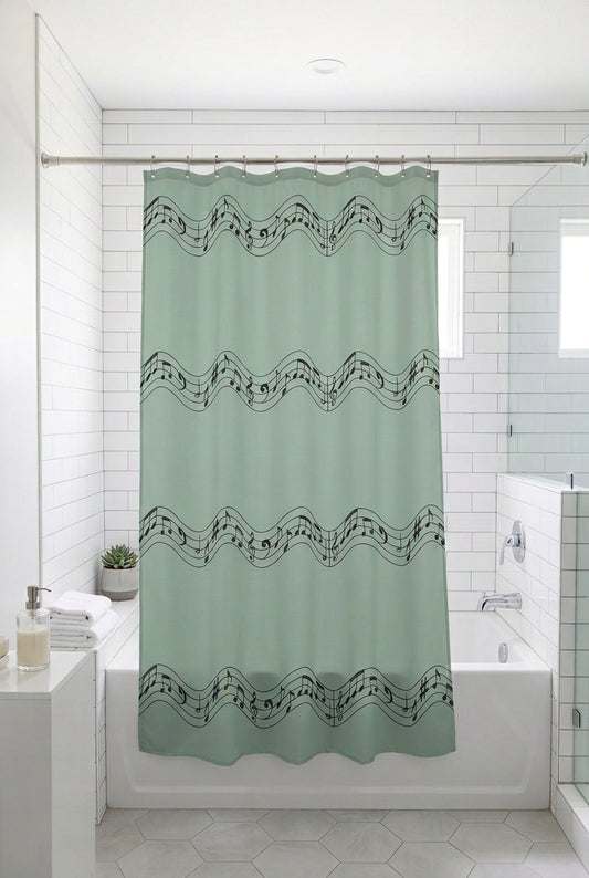 Musical note shower curtain