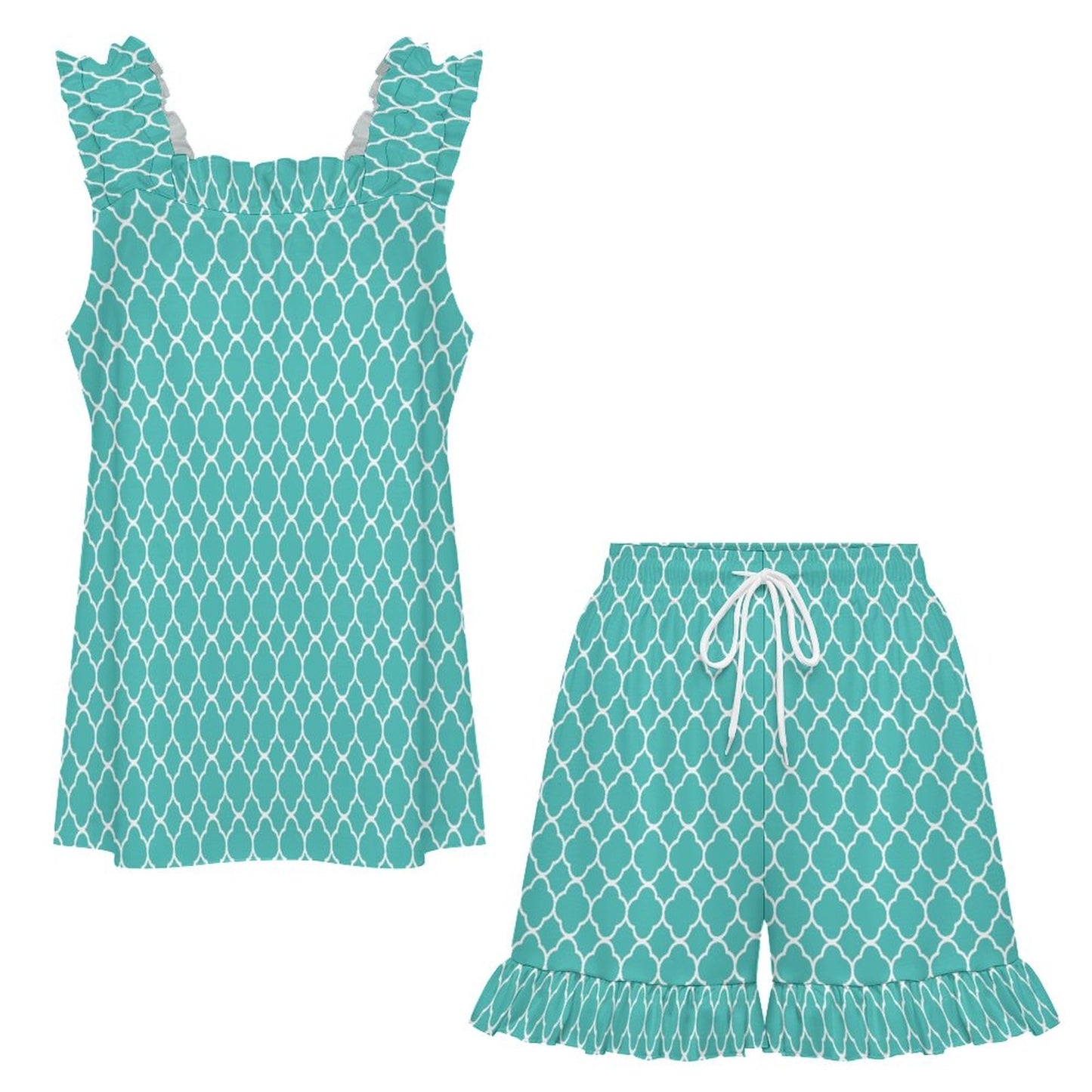 Ruffled Pajama Set  Teal