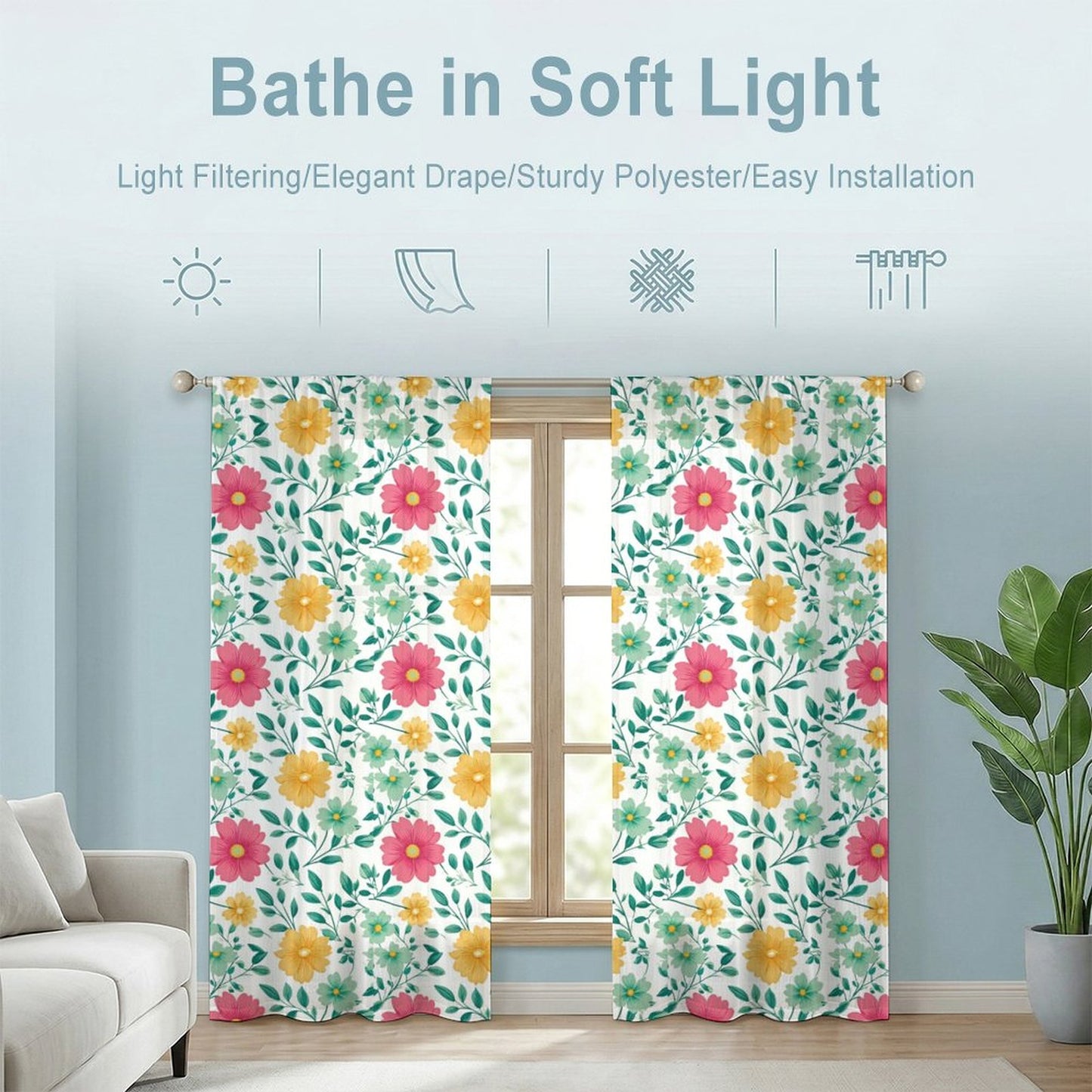 Sheer Curtain Flowers