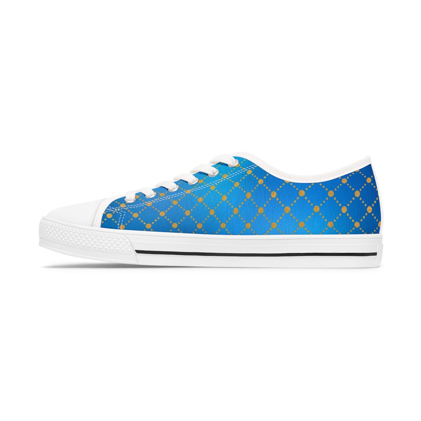 Blue Gold Lattice Low Top Sneakers