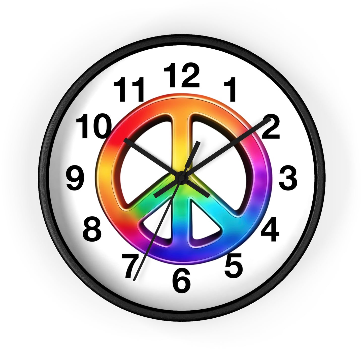 Rainbow Peace Sign Wall Clock | Retro Hippie Decor