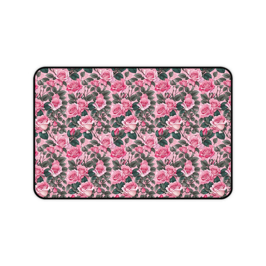 Floral Desk Mat, Elegant Workspace Decor, Gift for Her, Home Office Accessory, Mother's Day Gift, Pink Rose Design