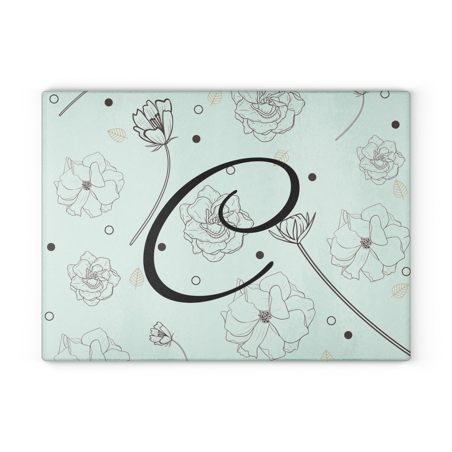 Personalized Floral Glass Cutting Board Letter C