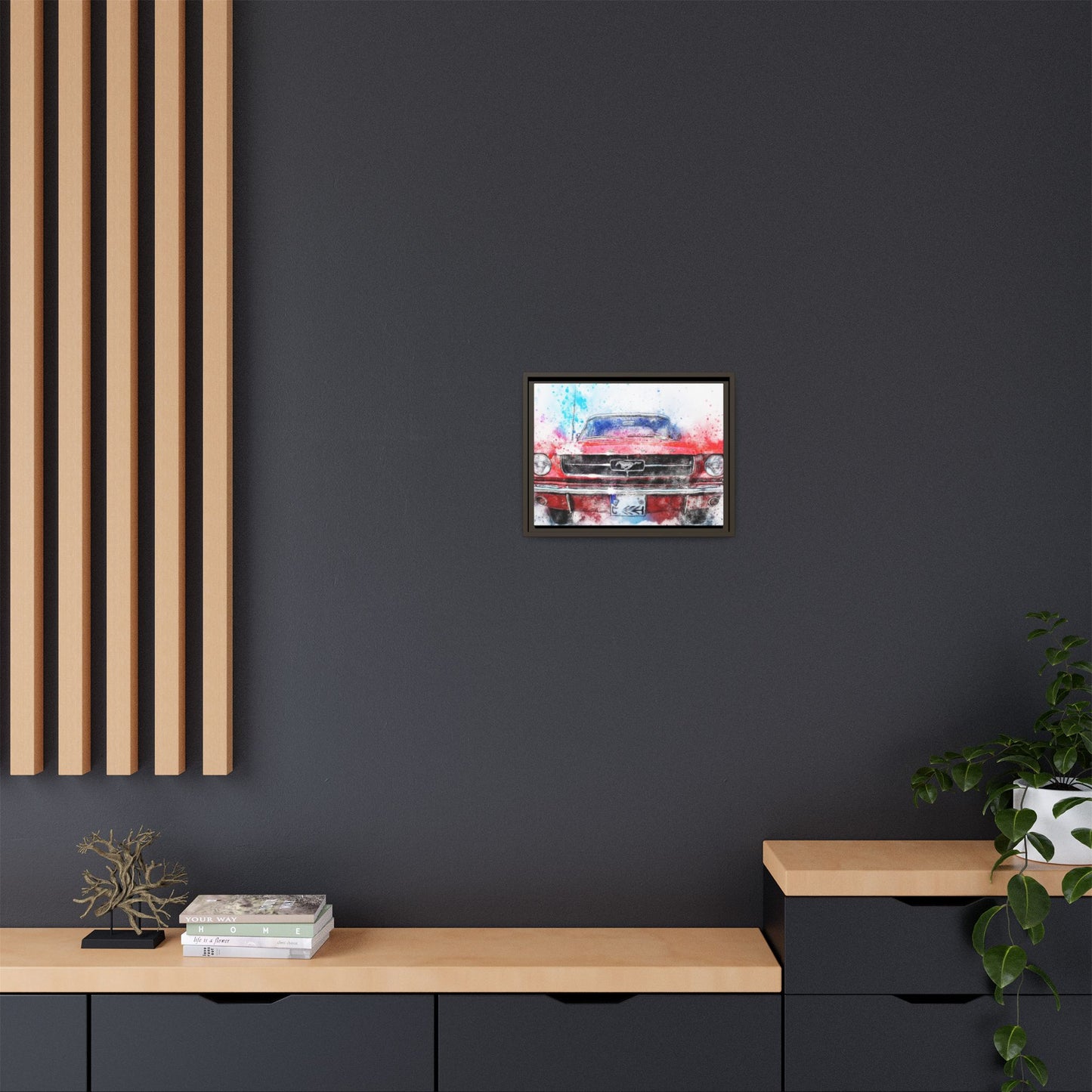 Matte Canvas, Framed Mustang Car