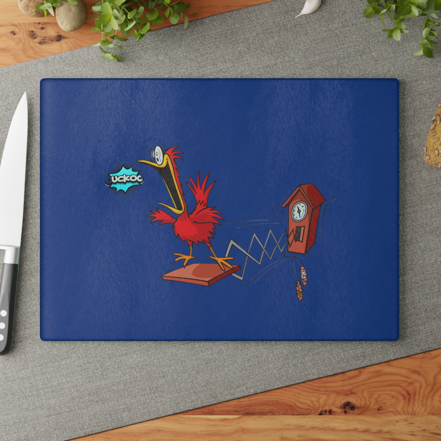 Whimsical Bird Glass Cutting Board