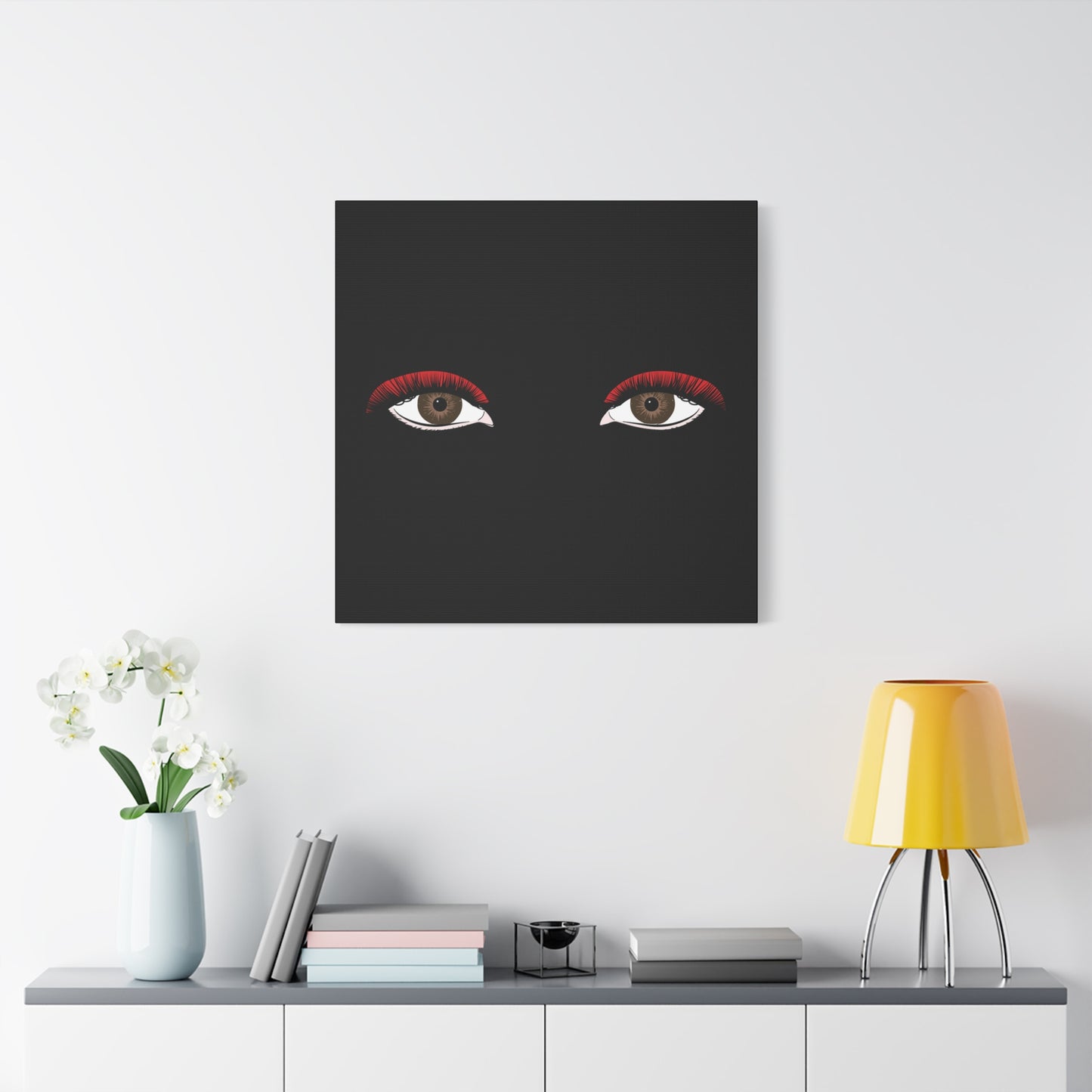 Red Lashes Wall Art Canvas — Glam Eyes Makeup Decor