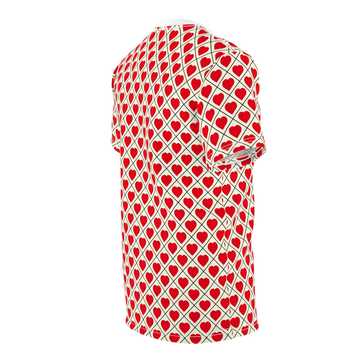 Allover Red Heart Pattern Tee – Valentine’s Day Cut & Sew Shirt