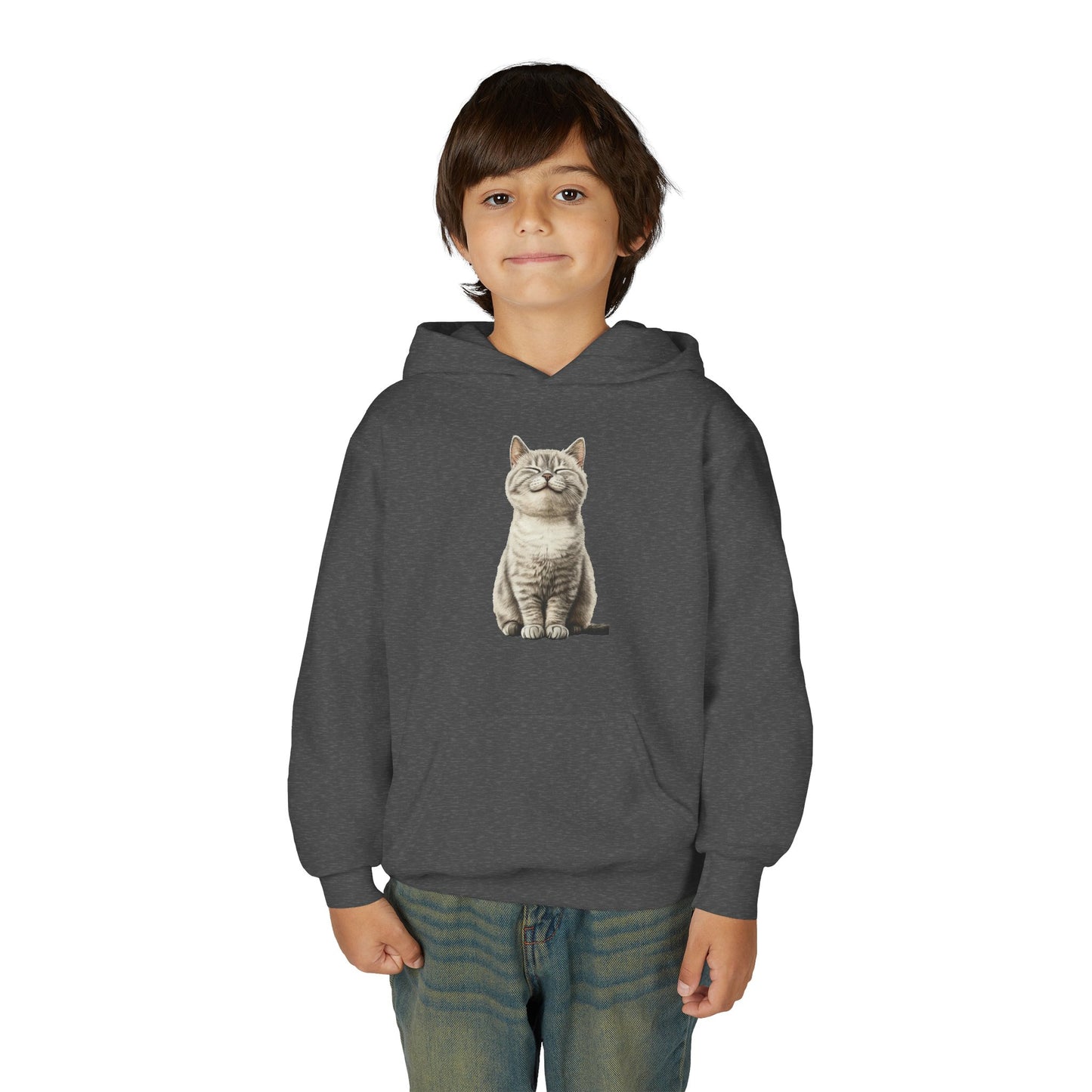 Kids Cat Hoodie – Cute Sitting Kitten Youth Hooded Sweatshirt