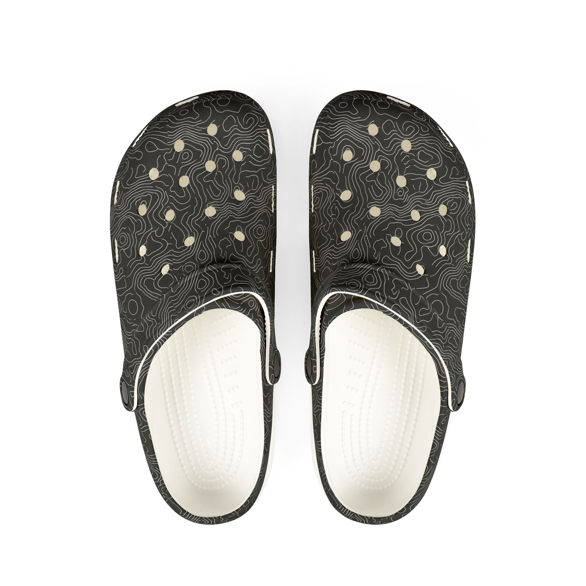 EVA Foam Clogs — Lightweight Black Swirl Slip‑On Shoes