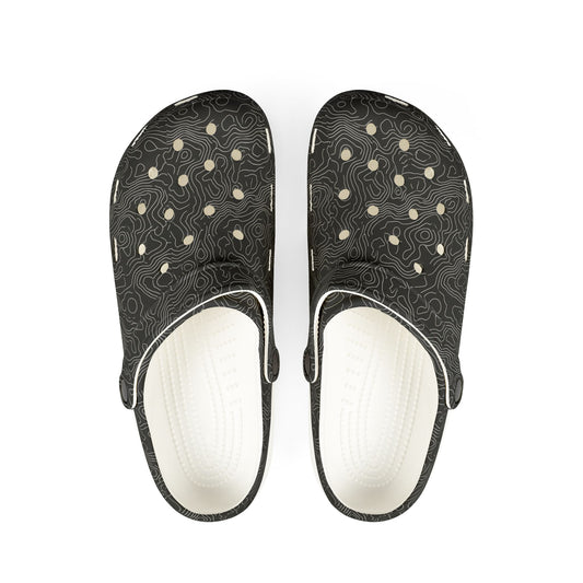 EVA Foam Clogs — Lightweight Black Swirl Slip‑On Shoes