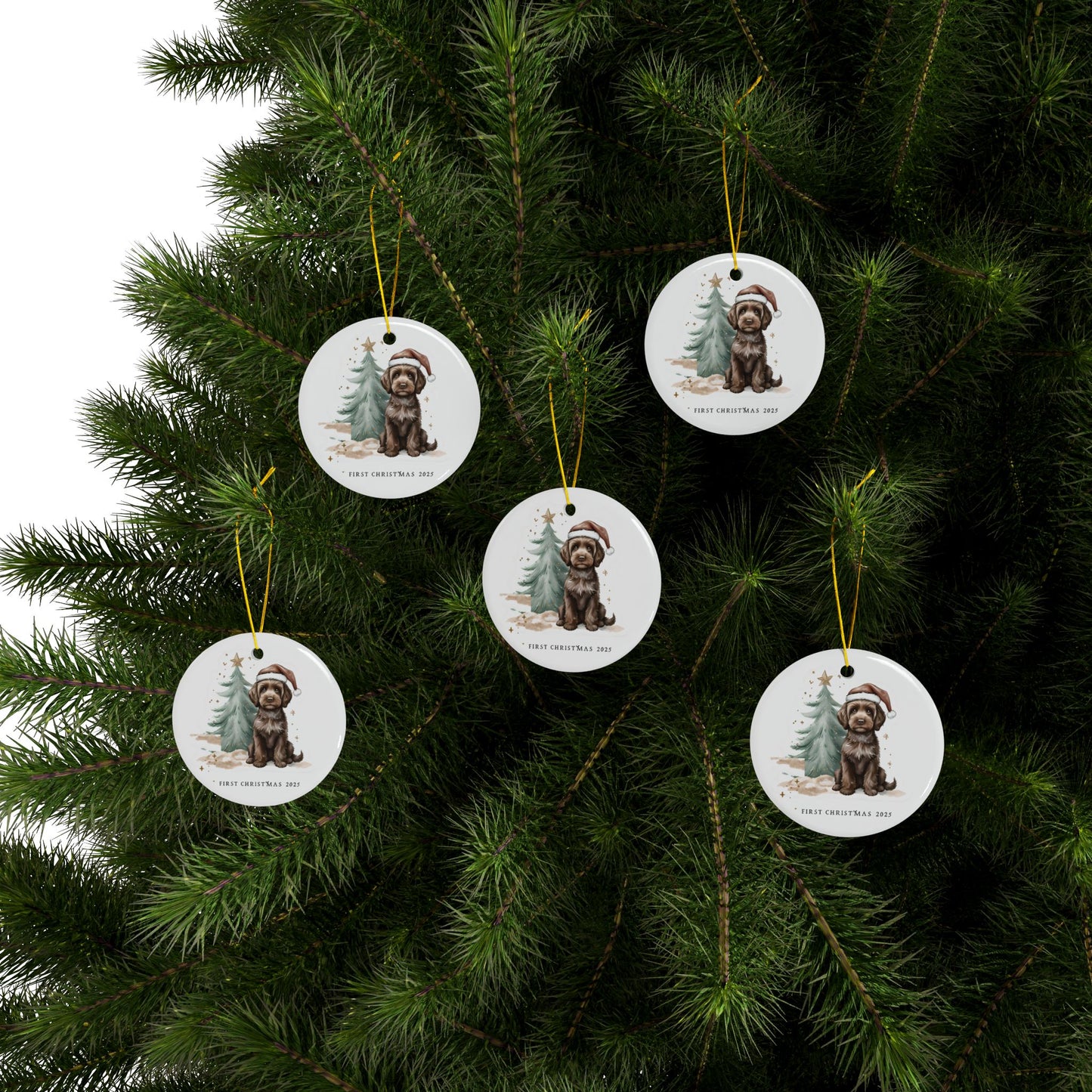 Personalized Ceramic Ornaments, Dog Lover Holiday Decor, First Christmas Keepsakes, Pet Gifts, Christmas Tree Ornaments, 2-Side Print