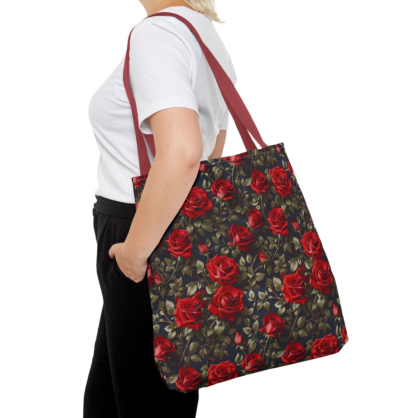 Elegant Floral Tote Bag, Stylish Rose Print, Gift for Her, Eco-Friendly Shopping Bag, Perfect for Spring, Everyday Use, Casual Chic