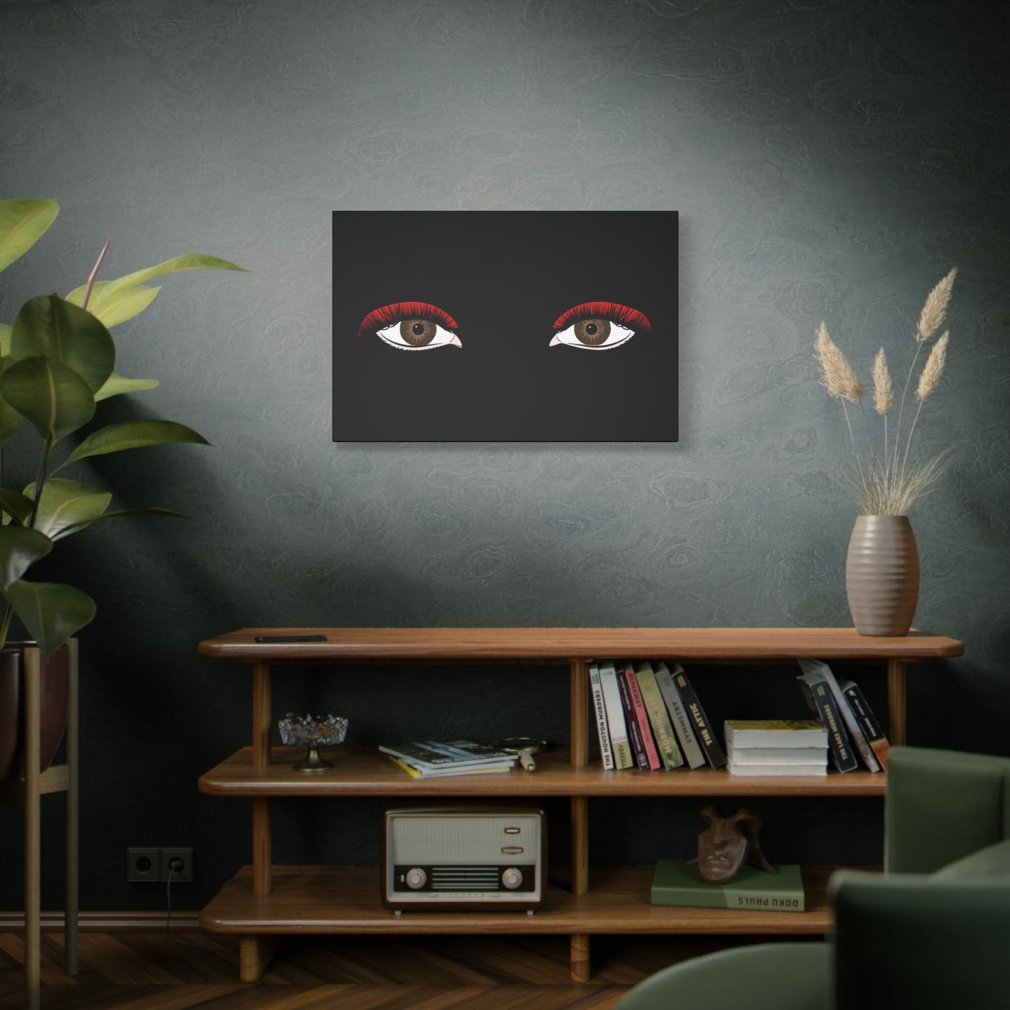 Red Lashes Wall Art Canvas — Glam Eyes Makeup Decor