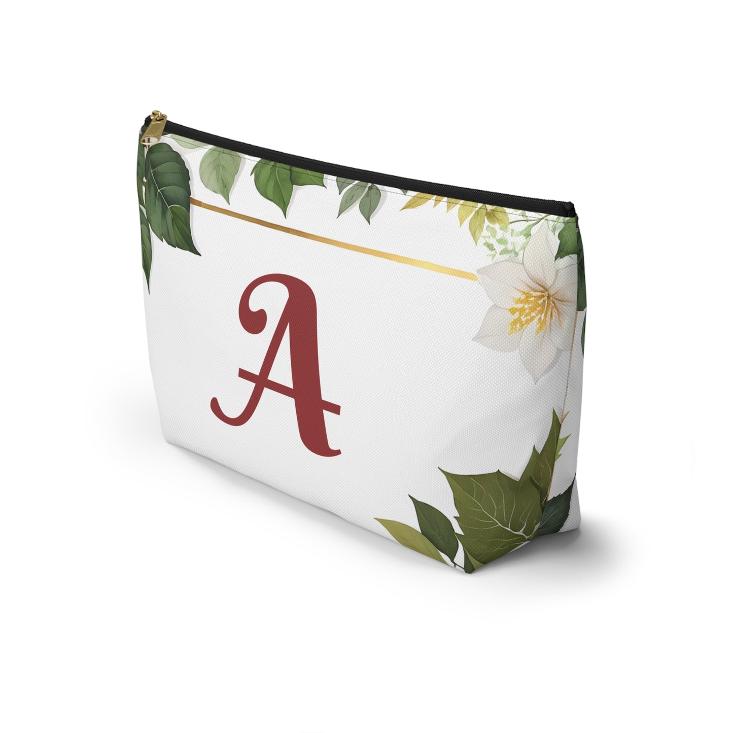 Personalized Floral Accessory Pouch, Makeup Bag, Gift for Her, Initial Pouch, Travel Organizer, Custom Cosmetic Bag