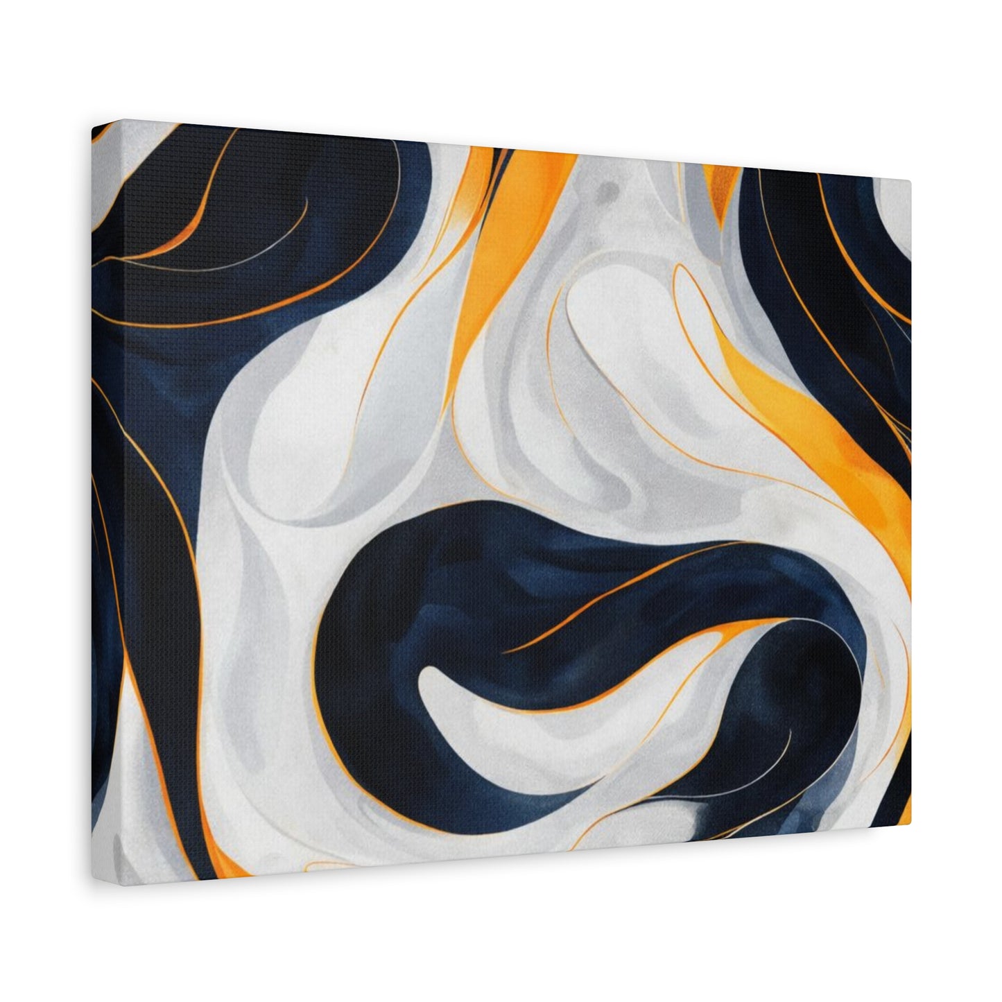 Abstract Navy & Gold Swirl Matte Canvas Wall Art