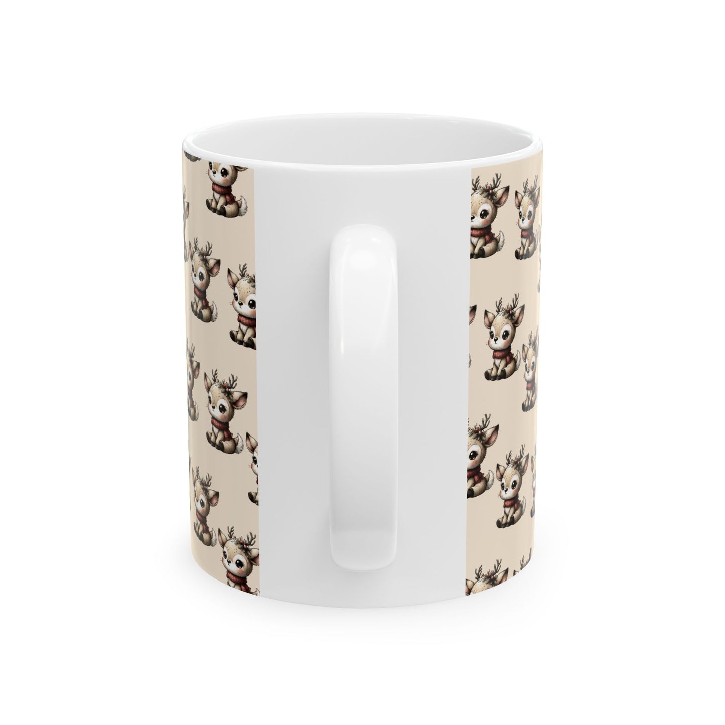 Cute Reindeer Pattern Ceramic Mug – Christmas Holiday Coffee Cup (11oz, 15oz)