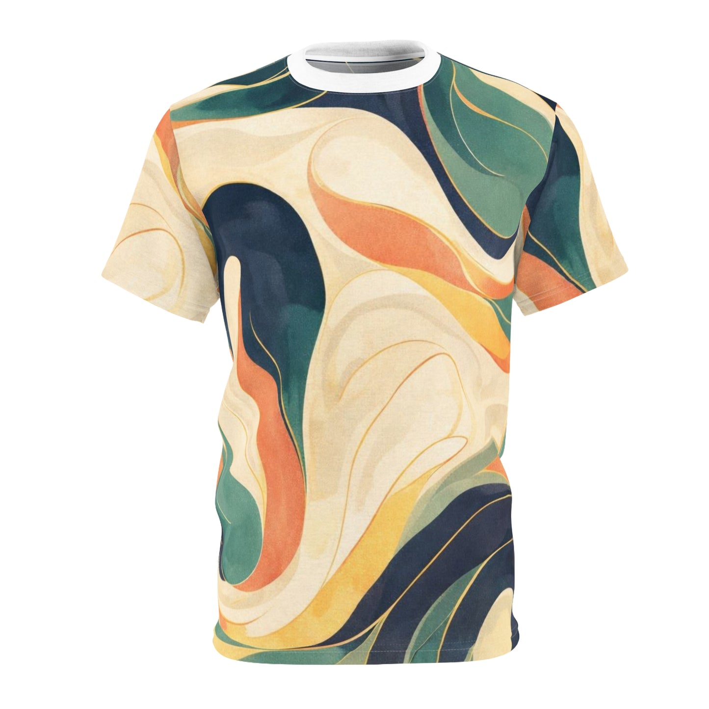 Abstract Retro Swirl T‑Shirt — All‑Over Print Colorful Art Tee