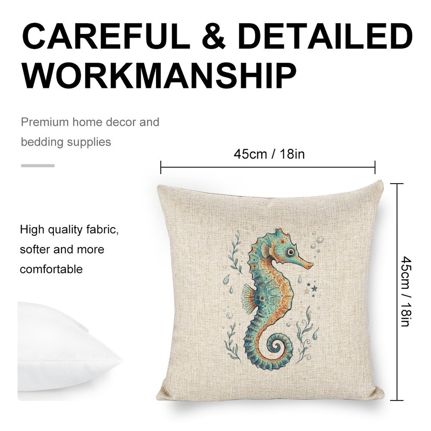 Personalized Photo Pillowcases (Pillow Excluded) (Dual-sided Printing) - Seahorse