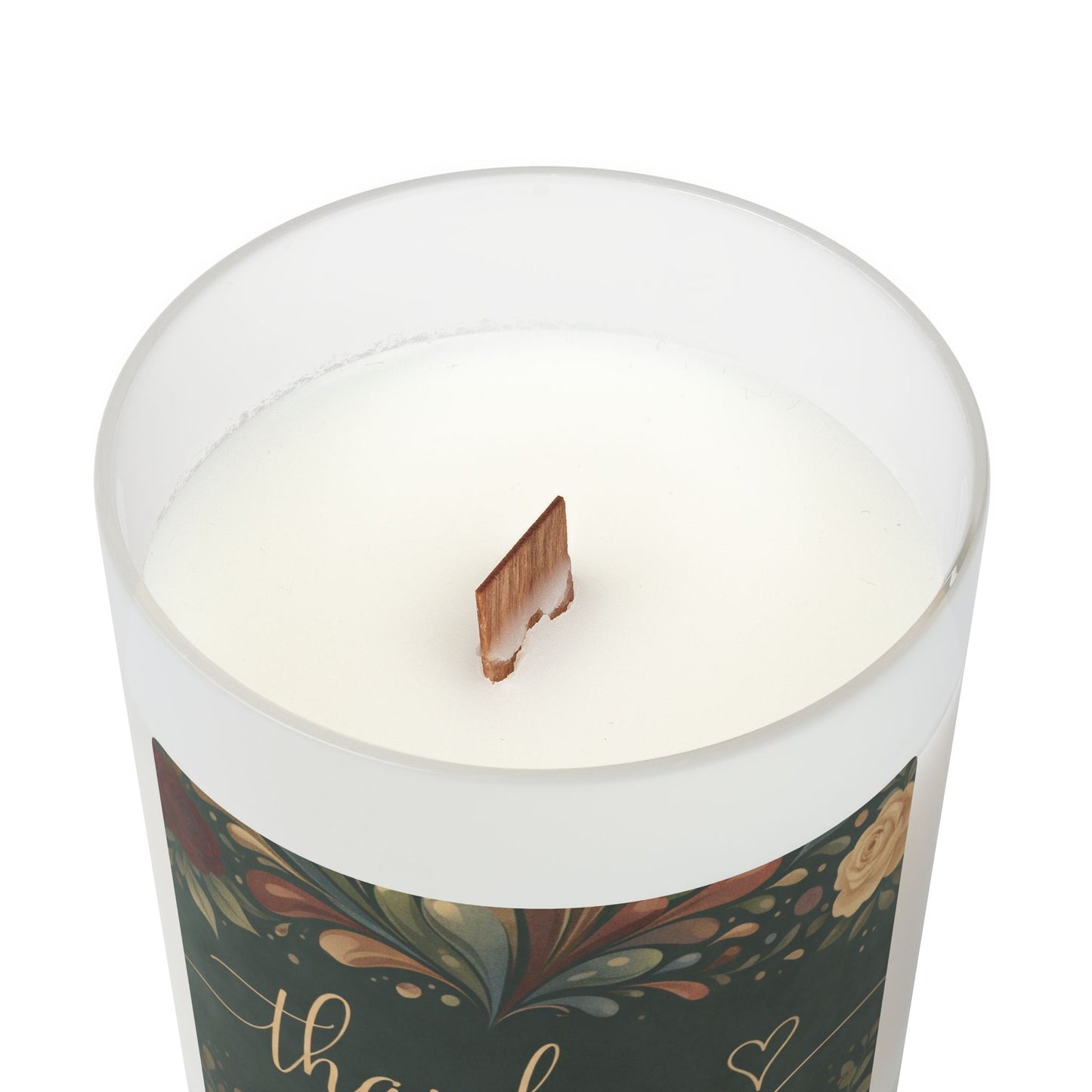 Thank You Frosted Glass Candle – 11oz Floral Gratitude Scented Candle