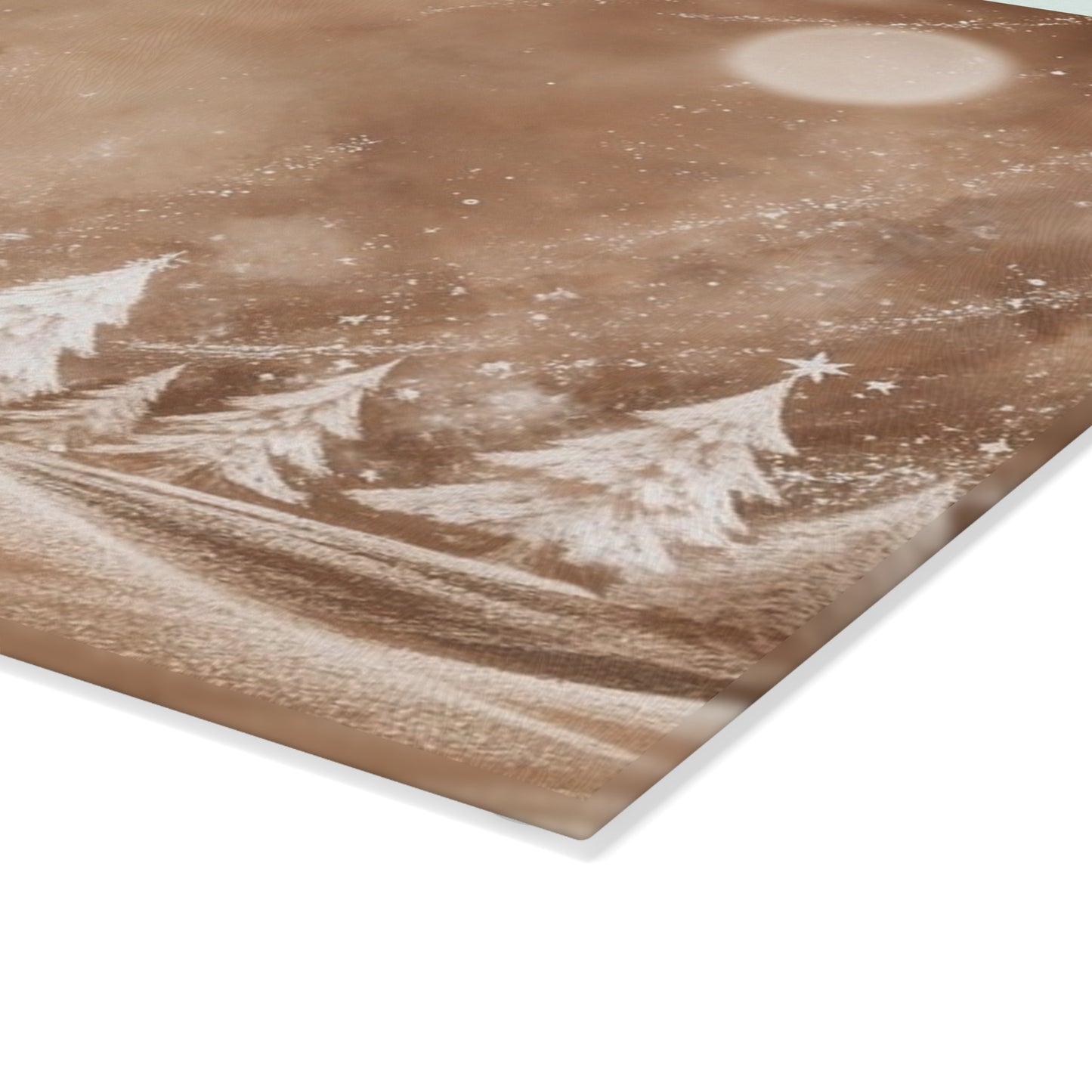 Winter Wonderland Glass Cutting Board – Snowy Pine Trees Holiday Kitchen Decor