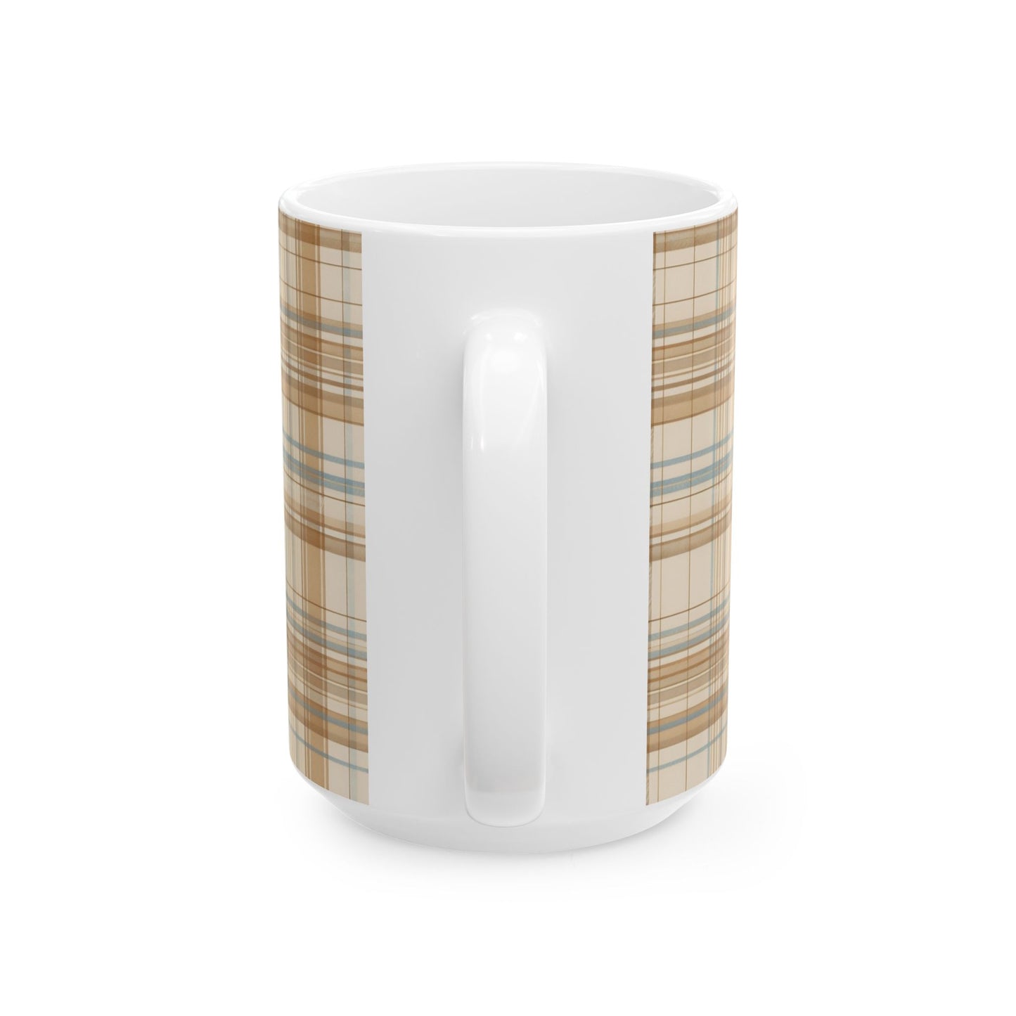 Plaid Heart Flame Ceramic Mug – Cozy Rustic Coffee Cup (11oz/15oz)
